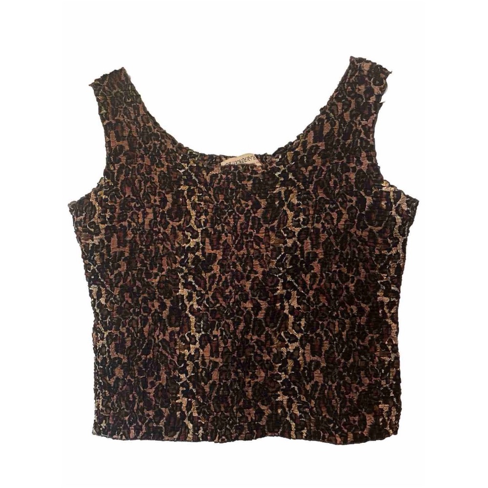 Vintage 80’s C’est Duo International LTD Crinkle Leopard Print The Wonder-Tee LG